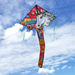 Large Easy Flyer Kite - Unicorn Flowers -Kite Shop 44024p Unicorn SuperFlier Location 1024