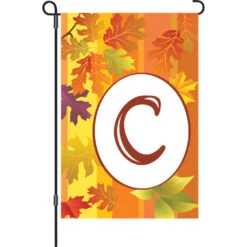 12 In. Fall Monogram Flag - C