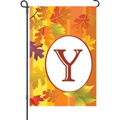 12 In. Fall Monogram Flag - Y