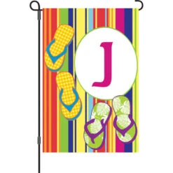 12 In. Summer Monogram Flag - J