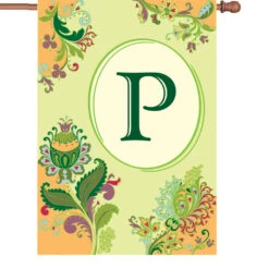 28 In. Spring Monogram Flag - P