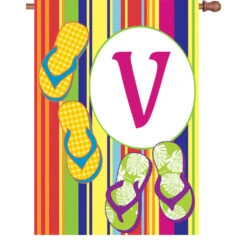 28 In. Summer Monogram Flag - V