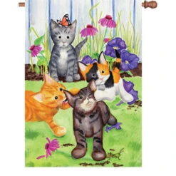 28 In. Flag - Kitten Flowerbed