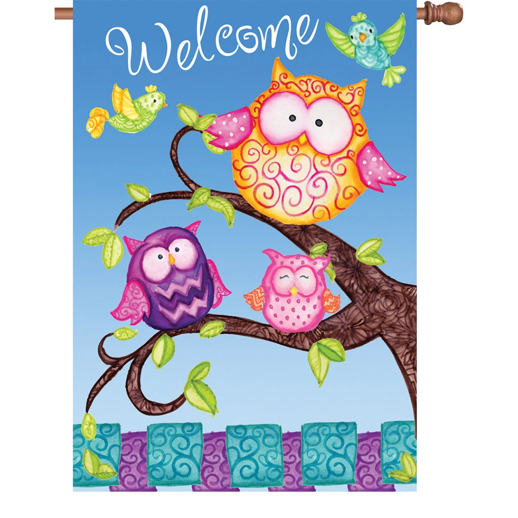 28 In. Flag - Welcome Owls 1 28 In. Flag - Welcome Owls