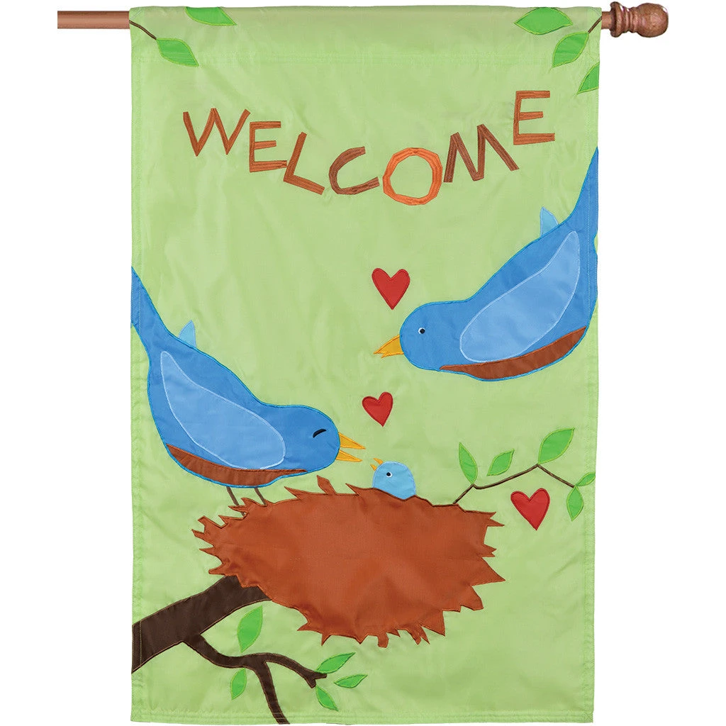 Applique Flag - Welcome Bluebirds 1 Applique Flag - Welcome Bluebirds