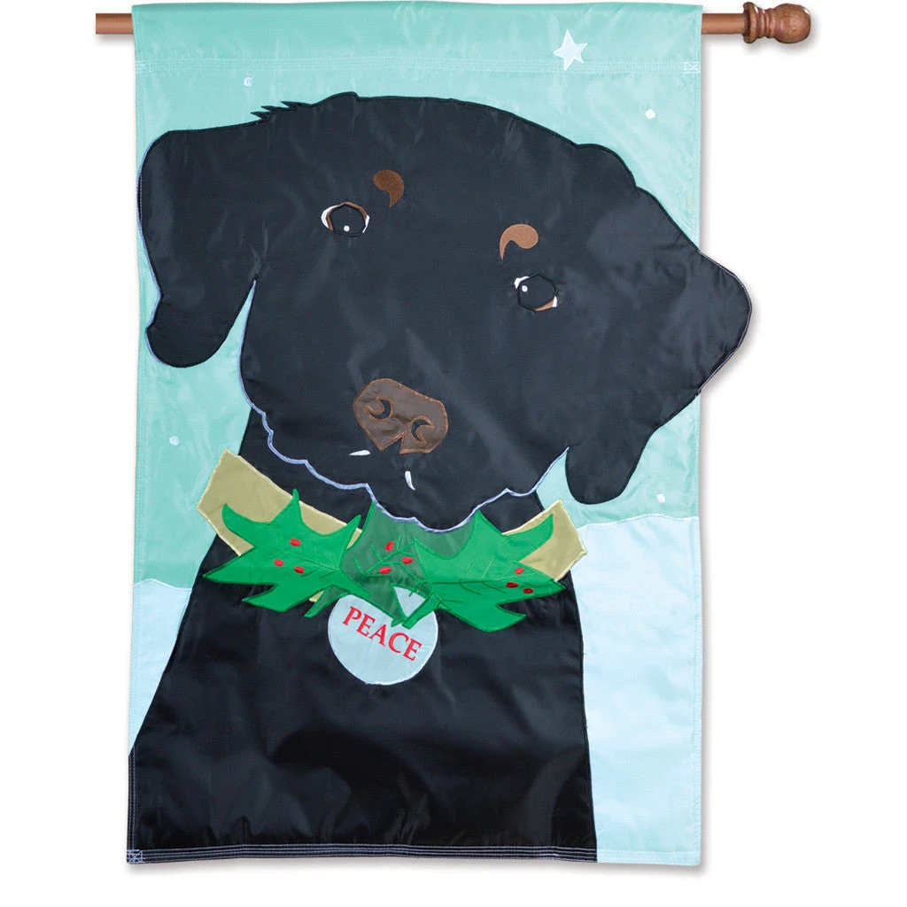 Applique Flag - Christmas Black Lab 1 Applique Flag - Christmas Black Lab