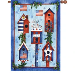 28 In Flag Red White Blue Birdhouse