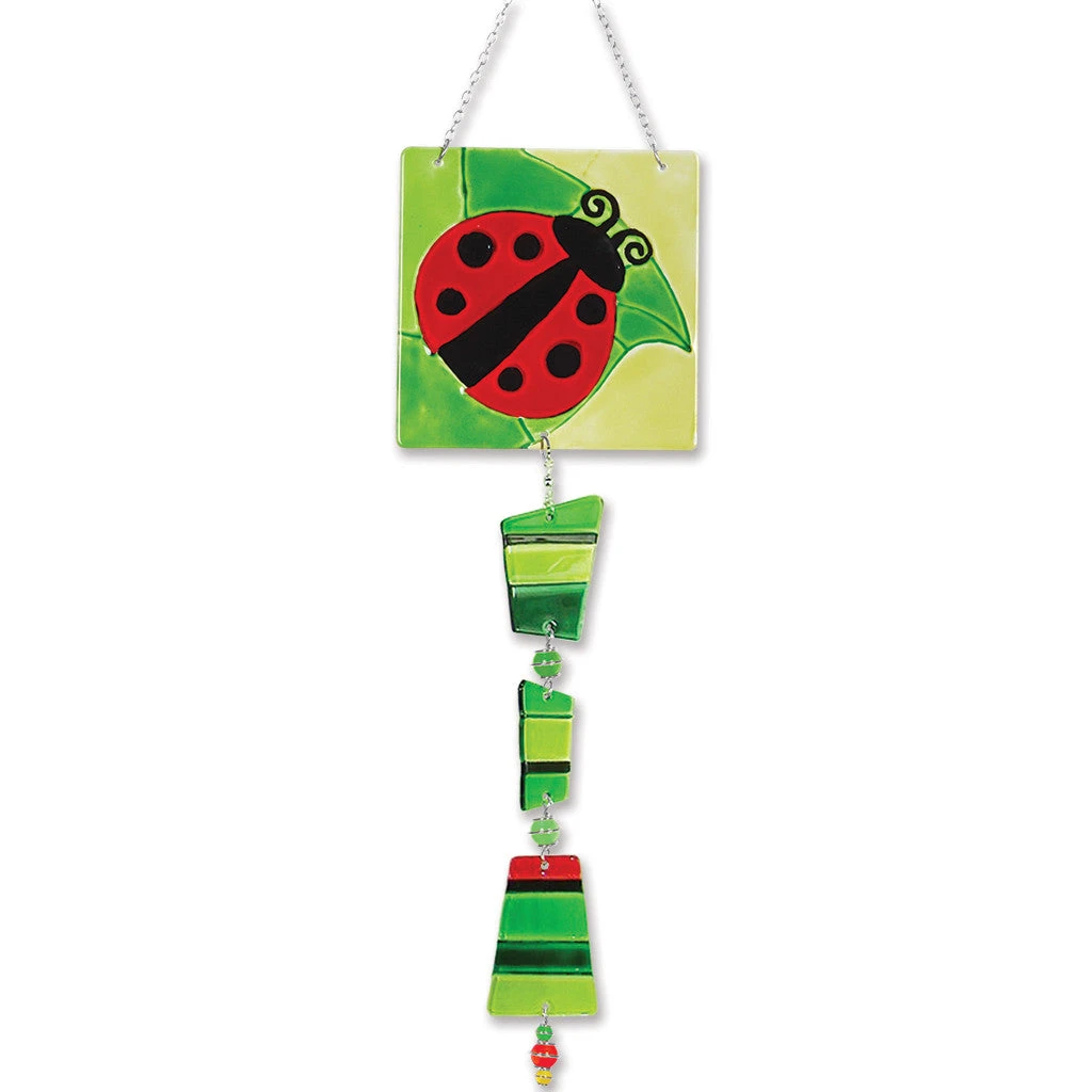 Glass Sun Catcher Mobile - Ladybug 1 Glass Sun Catcher Mobile - Ladybug