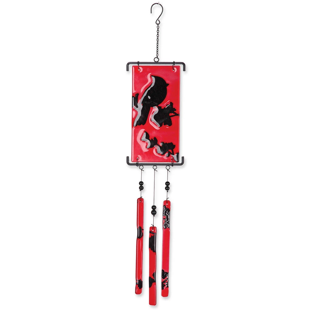 Silhouette Glass Wind Chime - Cardinal 1 Silhouette Glass Wind Chime - Cardinal