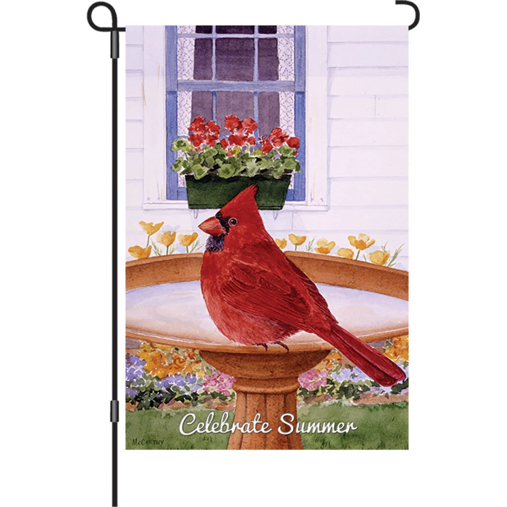 12 In. Flag - Cardinal And Geraniums 1 12 In. Flag - Cardinal And Geraniums