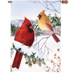 28 In. Flag - Cardinals And Hemlock